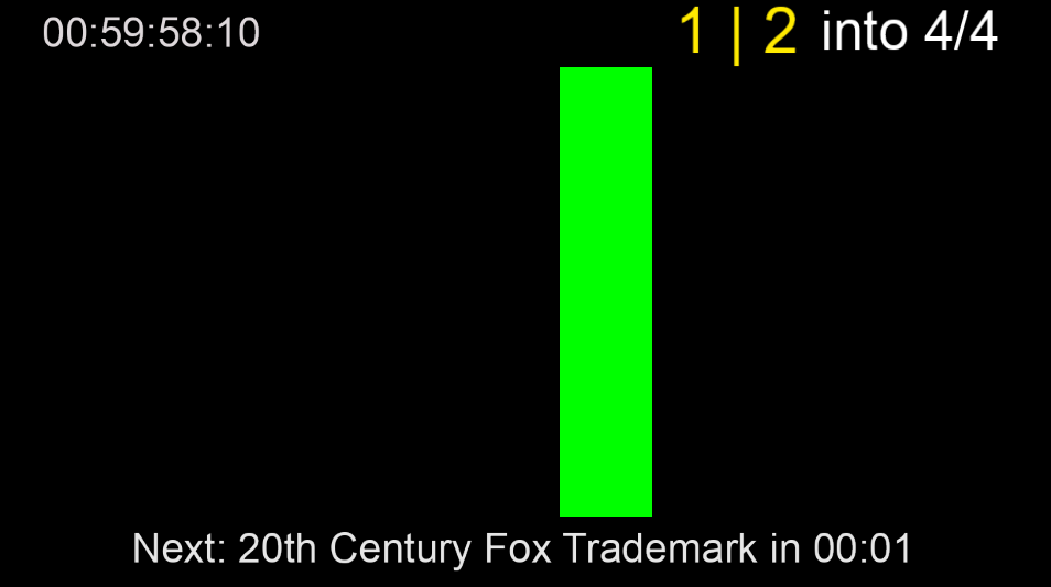 Count-in cue with green streamer.
